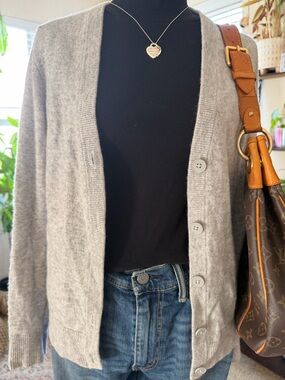 Charter Club 100% CASHMERE Light Gray Women's Cardigan Sweater Spring